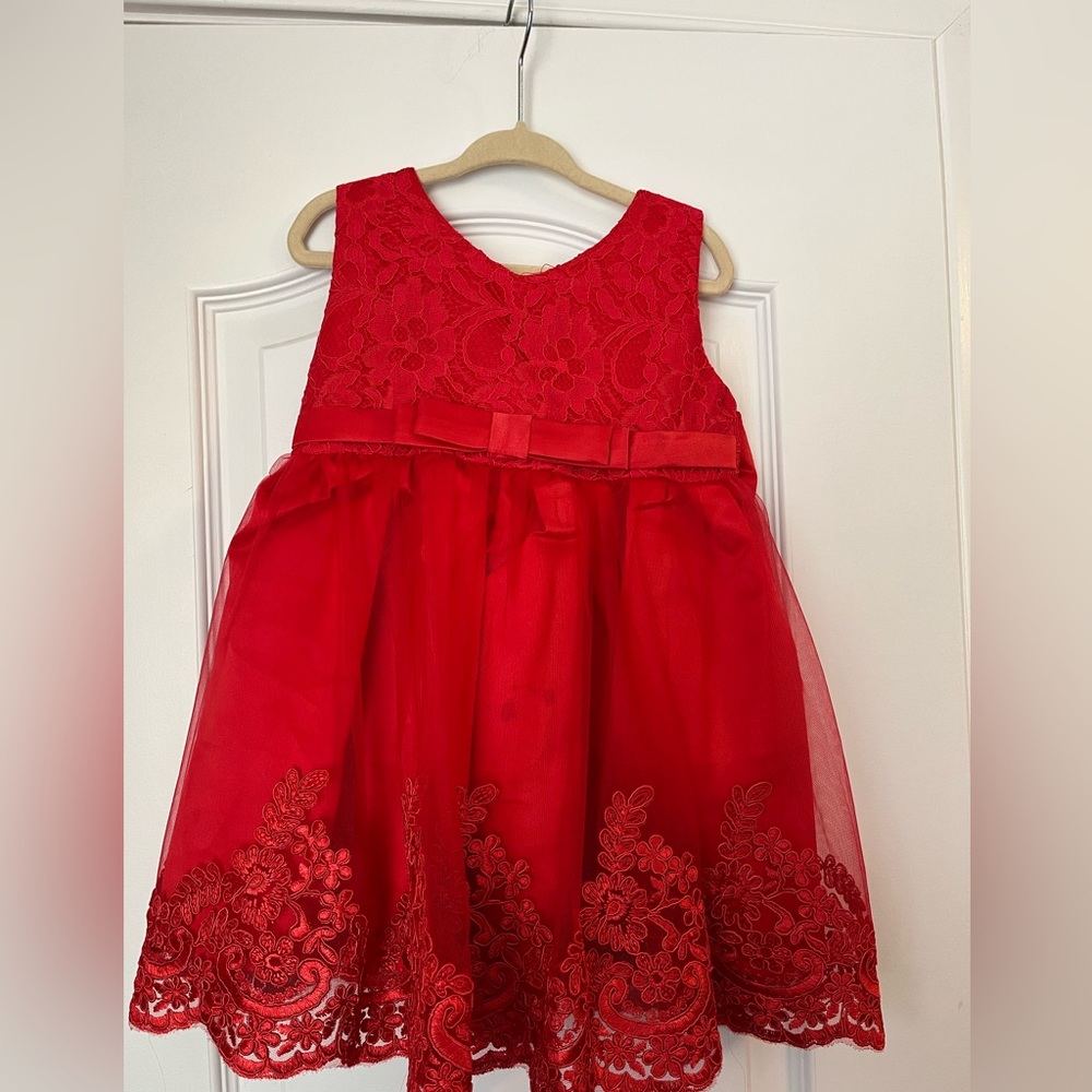Red 3T toddler lace dress